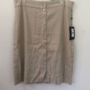 NYDJ linen khaki button front skirt
